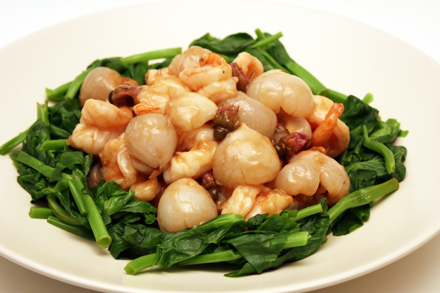 Rose Flavored Stir-fried Shrimp with Lychees