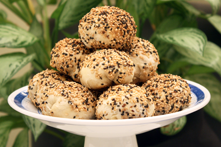 Beet Puffs on Pedestal Plate